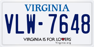 VA license plate VLW7648