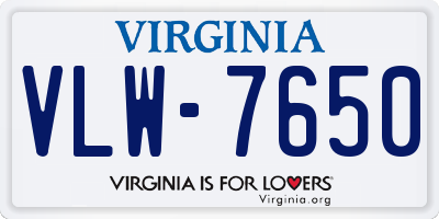 VA license plate VLW7650