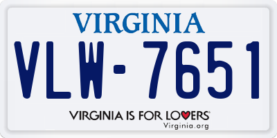 VA license plate VLW7651