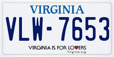 VA license plate VLW7653