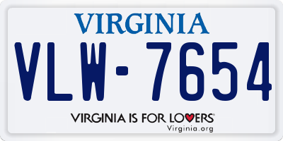 VA license plate VLW7654