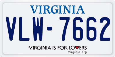 VA license plate VLW7662