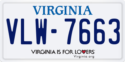 VA license plate VLW7663