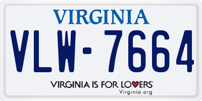 VA license plate VLW7664