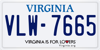 VA license plate VLW7665