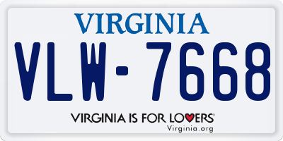 VA license plate VLW7668