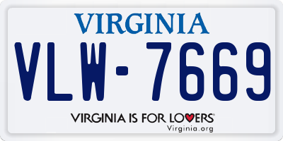 VA license plate VLW7669