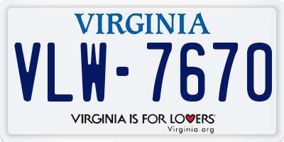 VA license plate VLW7670