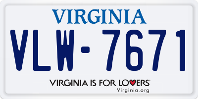 VA license plate VLW7671