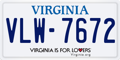 VA license plate VLW7672