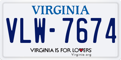 VA license plate VLW7674