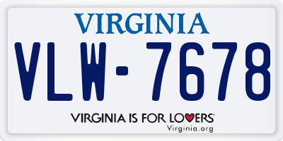 VA license plate VLW7678