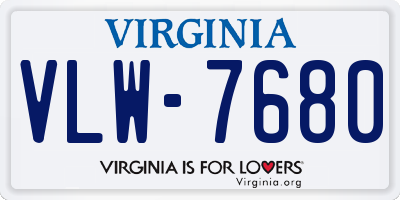 VA license plate VLW7680