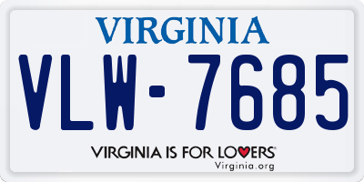 VA license plate VLW7685