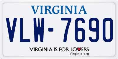 VA license plate VLW7690