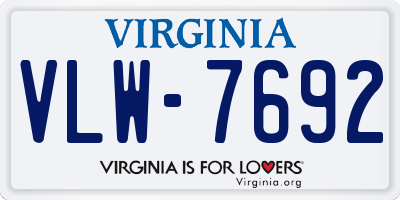 VA license plate VLW7692