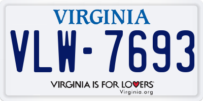 VA license plate VLW7693