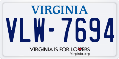 VA license plate VLW7694