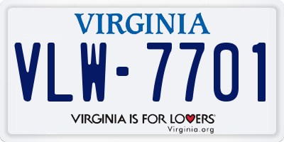 VA license plate VLW7701