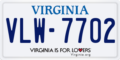 VA license plate VLW7702