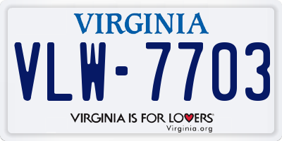 VA license plate VLW7703