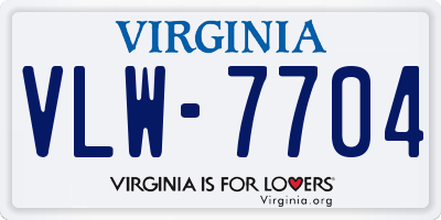 VA license plate VLW7704