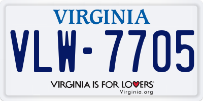 VA license plate VLW7705