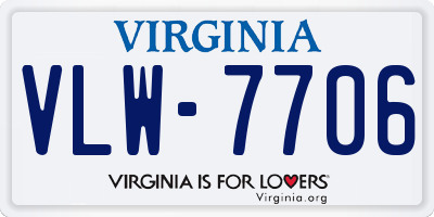 VA license plate VLW7706