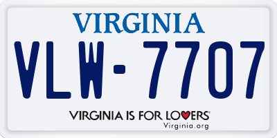 VA license plate VLW7707