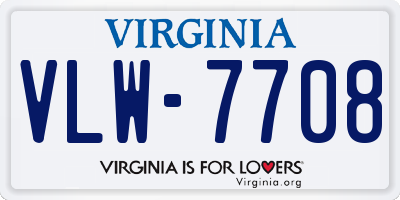 VA license plate VLW7708