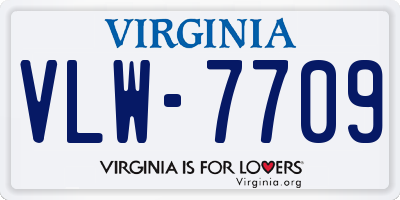 VA license plate VLW7709