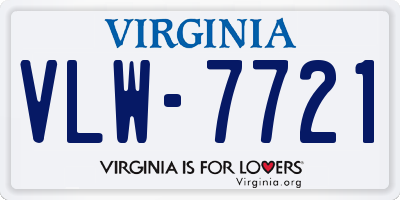 VA license plate VLW7721