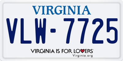 VA license plate VLW7725