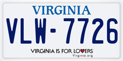 VA license plate VLW7726