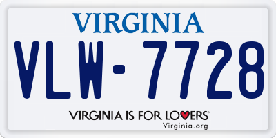 VA license plate VLW7728