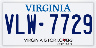 VA license plate VLW7729