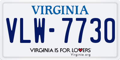 VA license plate VLW7730