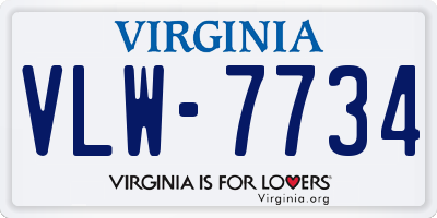 VA license plate VLW7734