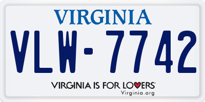 VA license plate VLW7742