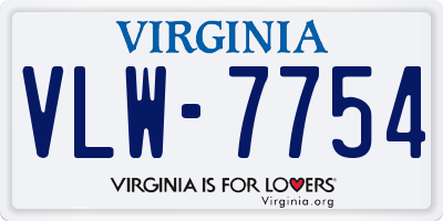 VA license plate VLW7754