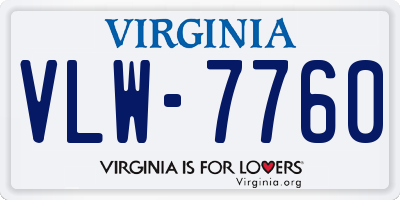 VA license plate VLW7760