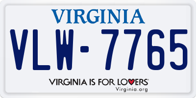 VA license plate VLW7765