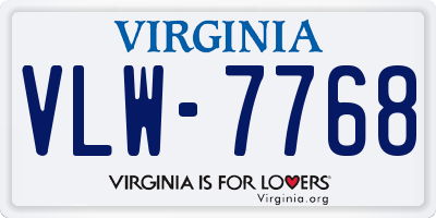 VA license plate VLW7768