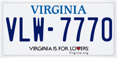 VA license plate VLW7770