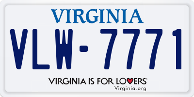 VA license plate VLW7771