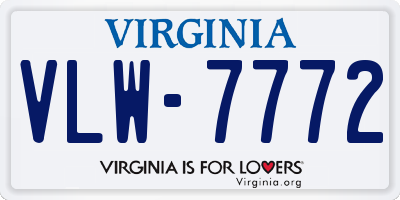 VA license plate VLW7772