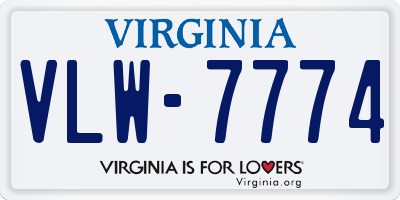 VA license plate VLW7774