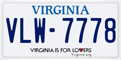 VA license plate VLW7778