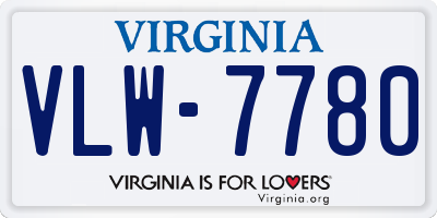 VA license plate VLW7780