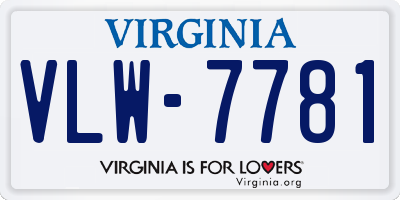 VA license plate VLW7781